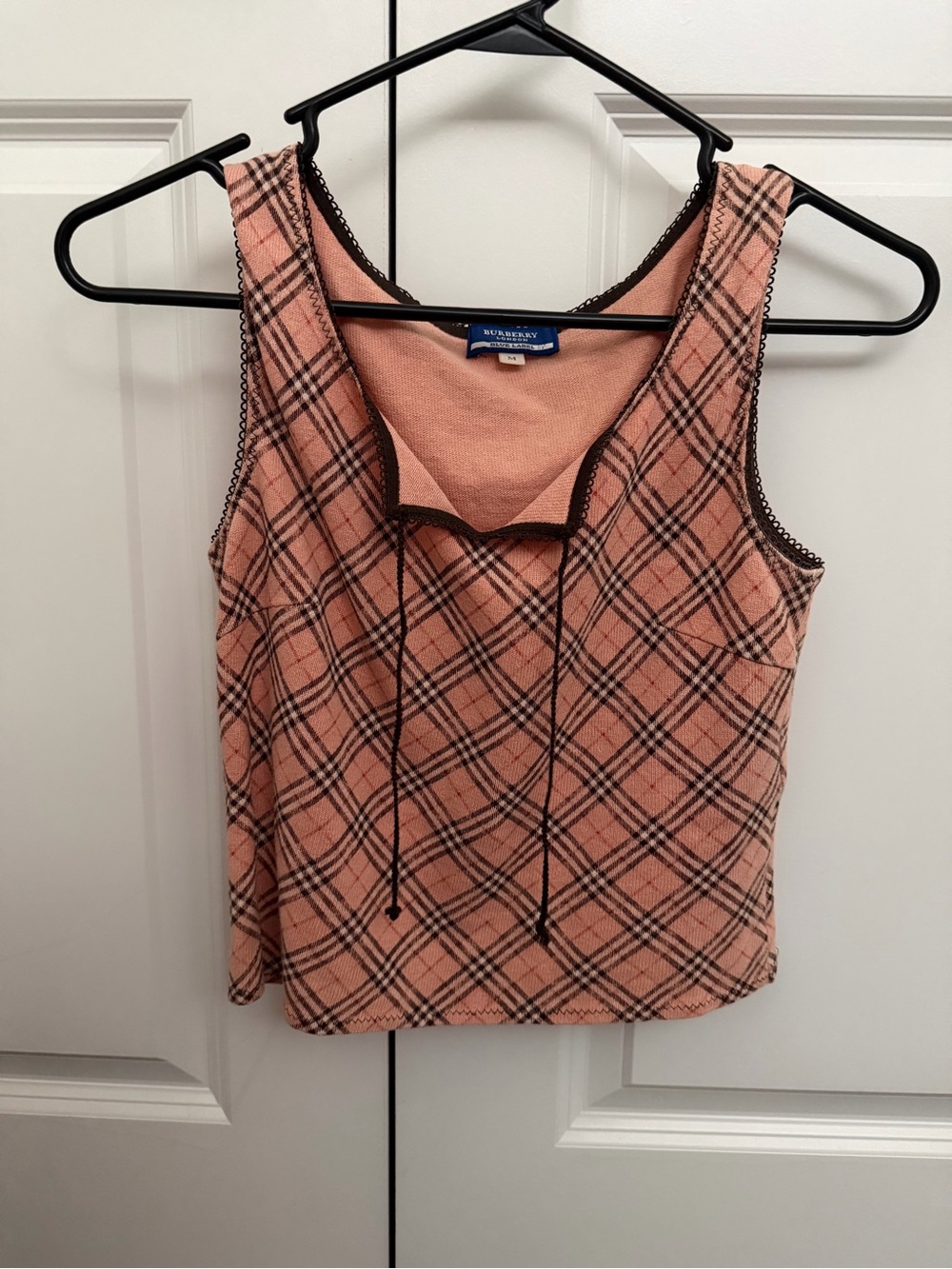 Authentic vintage Burberry Pink Plaid Sleeveless Tank with Black Trim